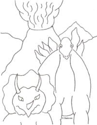 Dinosaur Volcano Coloring Page