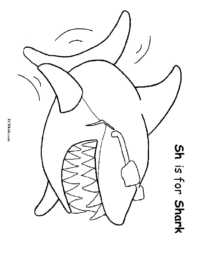 SH is for Shark Coloring Page