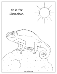 Ch is for Chameleon Coloring Page