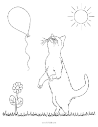 Kitten With Balloon Coloring Sheet