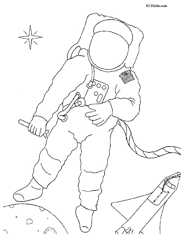 Astronaut in Space Coloring - ECEkids