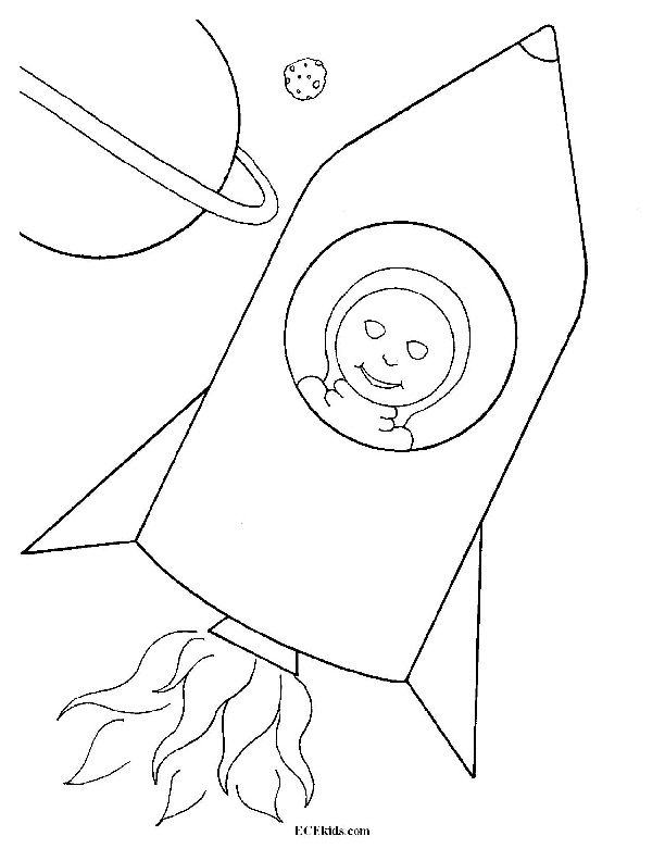 Rocket Ship in Space Coloring - ECEkids