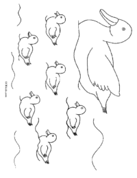 Duck & Ducklings in Water Coloring Page