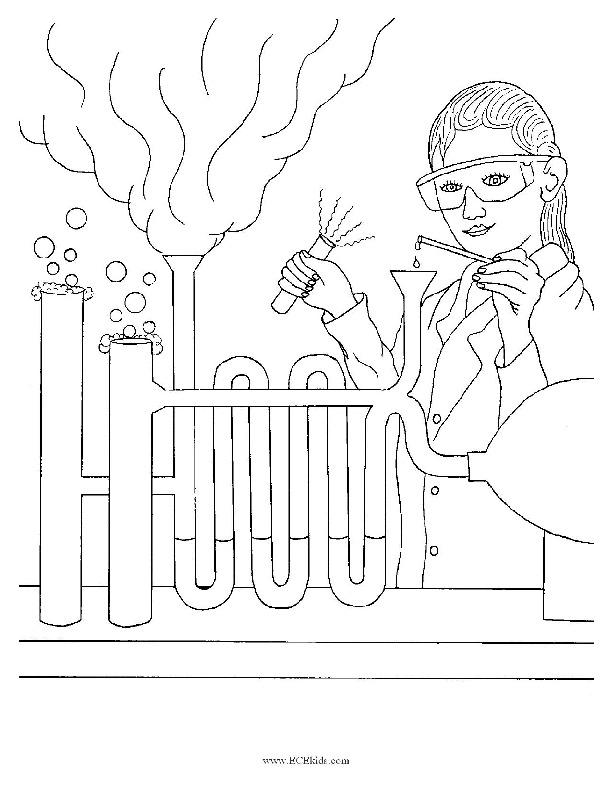 Ladyl Scientist Coloring Page - ECEkids