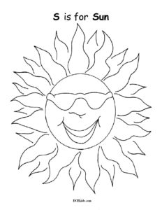 S is for Sun Coloring Page - ECEkids