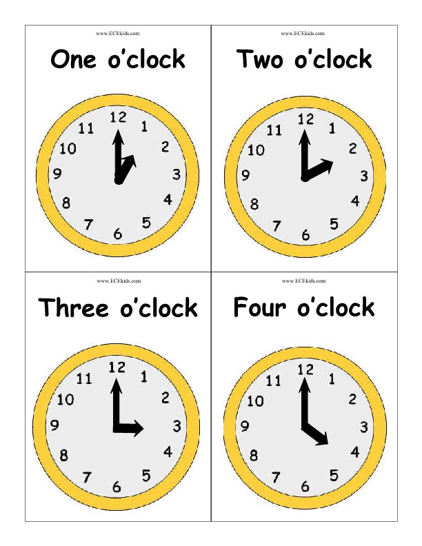 Time Flashcards - ECEkids